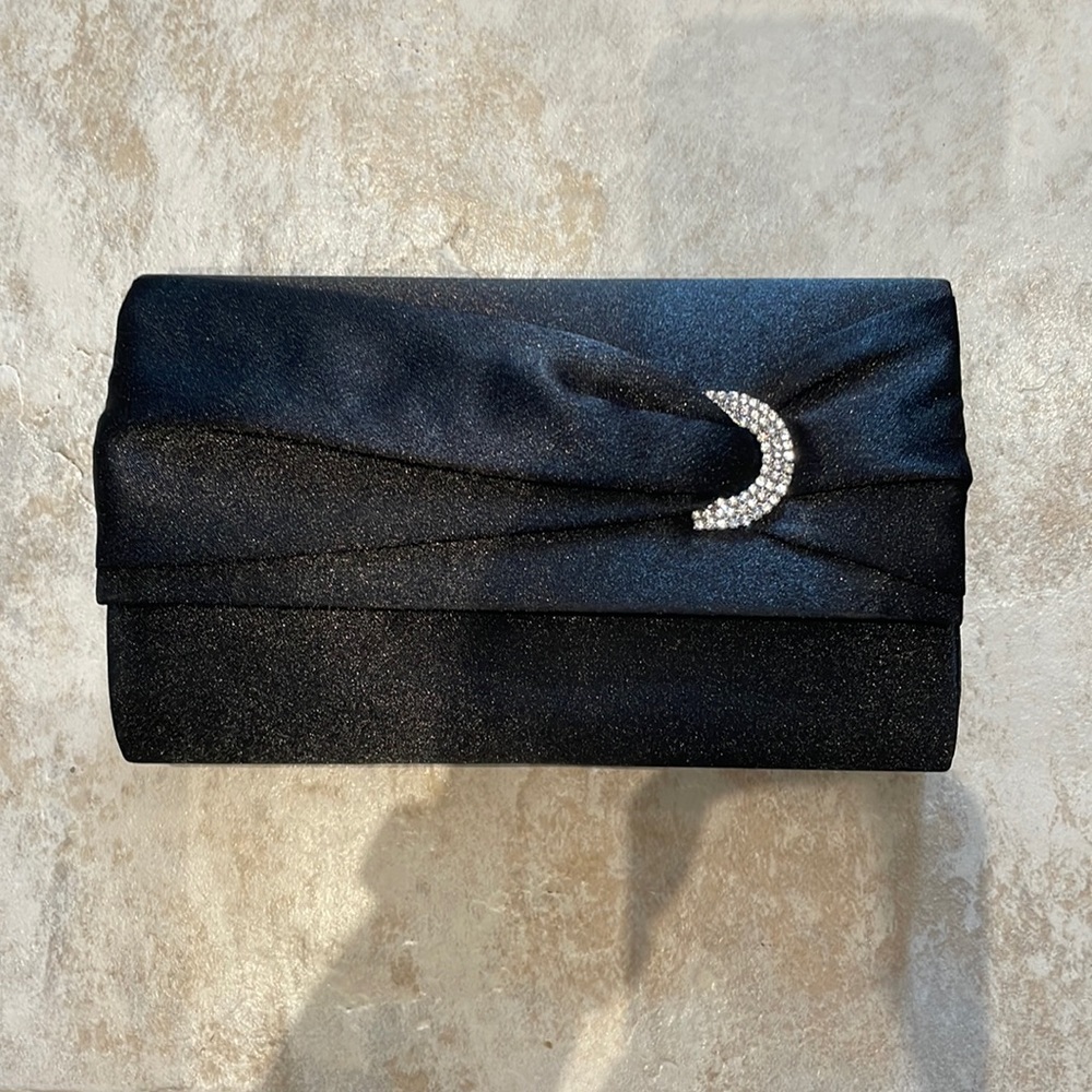 Satin clutch with crystal detail